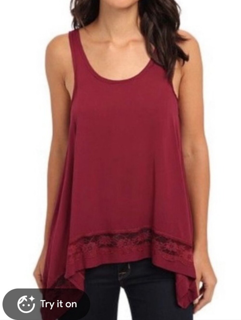 Intimately Free People Maroon Tea Lace Flowy Slip Tank Top M